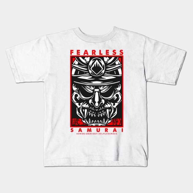 Fearless Samurai Warrior Kids T-Shirt by EdSan Designs